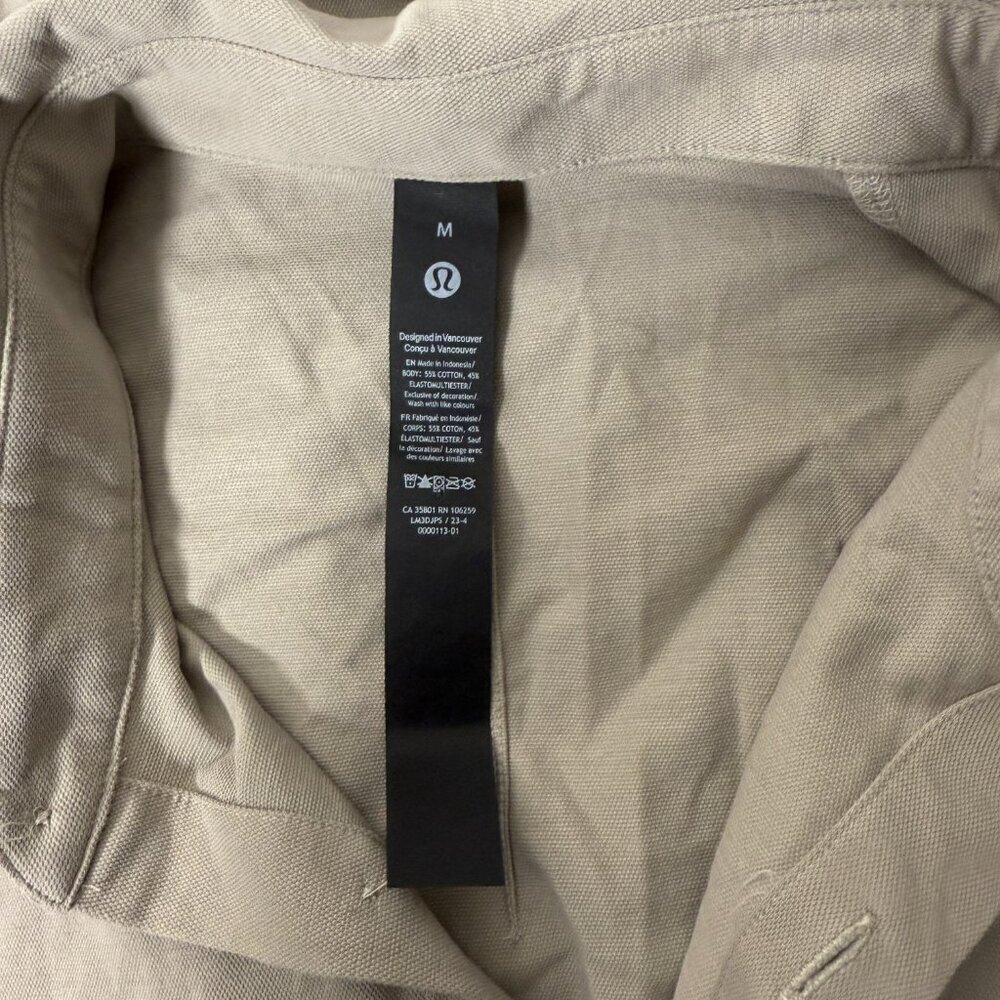 Lululemon Shirt Medium Tan Button Down Long Sleeve Collared -One.Thing.At.A.Time - Picture 2 of 7